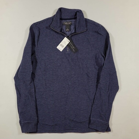 The Mens Store Two-Tone Half-Zip Pullover Sweater Mens‎ Small Navy Steel - Picture 3 of 5